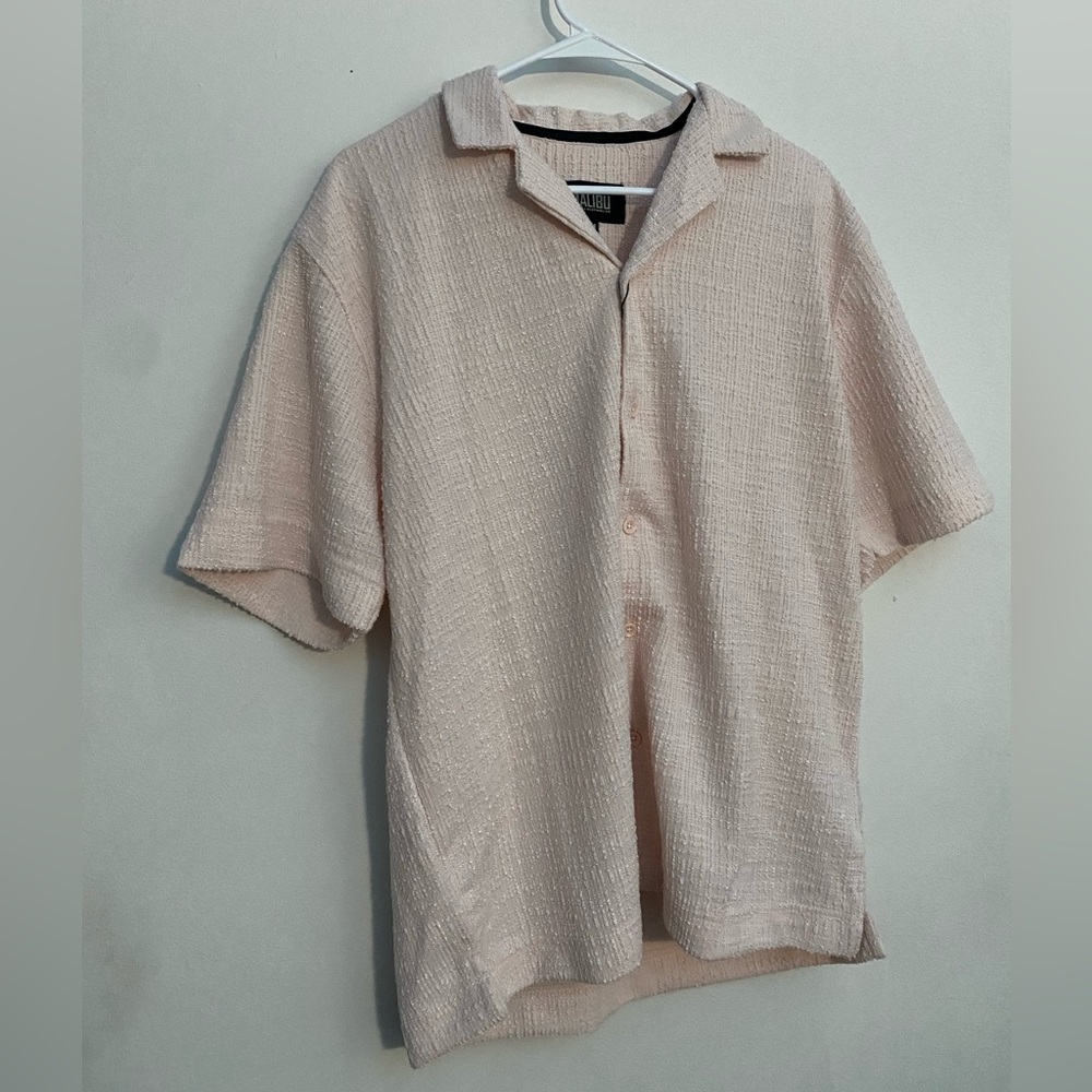 Malibu Light Pink Textured Short Sleeve Shirt